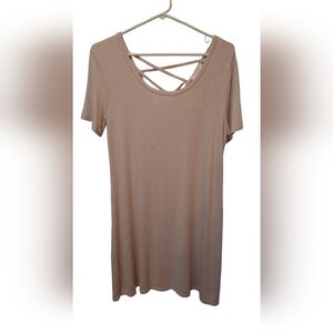 NWT! Olivia Rae Dress Womans Large Peach Pink Mini Shift Classic Flowy